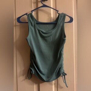 SHEIN Ribbed Side-Ruched Tank Top in Teal